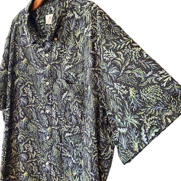 SURFSIDE SUPPLY Sz 3XB Green Surf Beach Cotton Short Sleeve Button Down Shirt - Picture 4 of 9